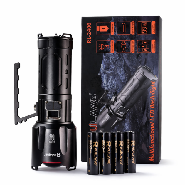 مصباح Ruilang RL-2406 متعدد الوظائف – قوة إضاءة خارقة مع زووم!